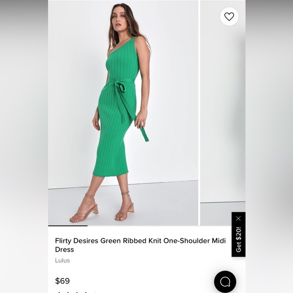 Flirty Desires Green Ribbed Knit One-Shoulder Midi Dress - Picture 7 of 7